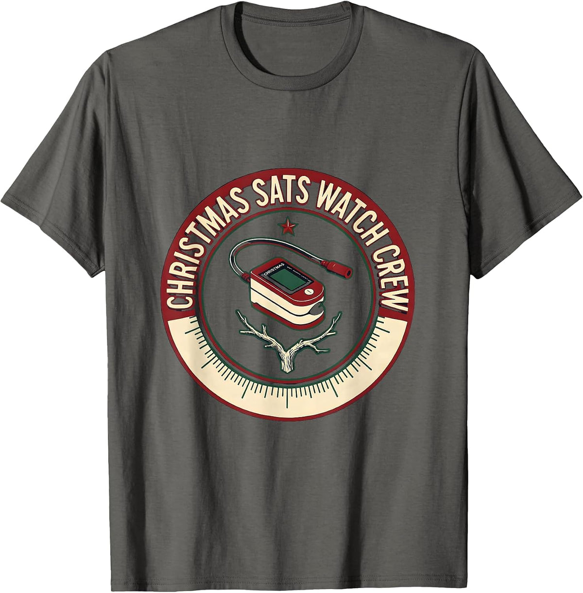 Christmas Sats Watch Crew Respiratory Therapist RT T-Shirt - Asphalt Grey
