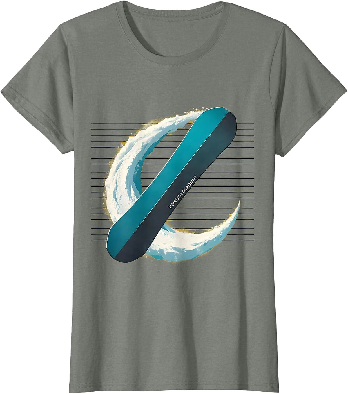 Powder Deadline Midcentury Modern Snowboarder Gift Winter T-Shirt - Olive Heather
