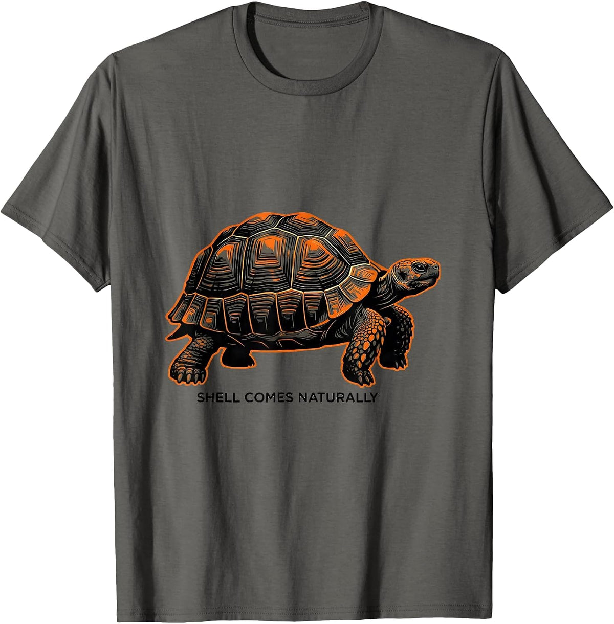 Shell Comes Naturally Funny Tortoise Lover Pet Humor T-Shirt - Asphalt Grey