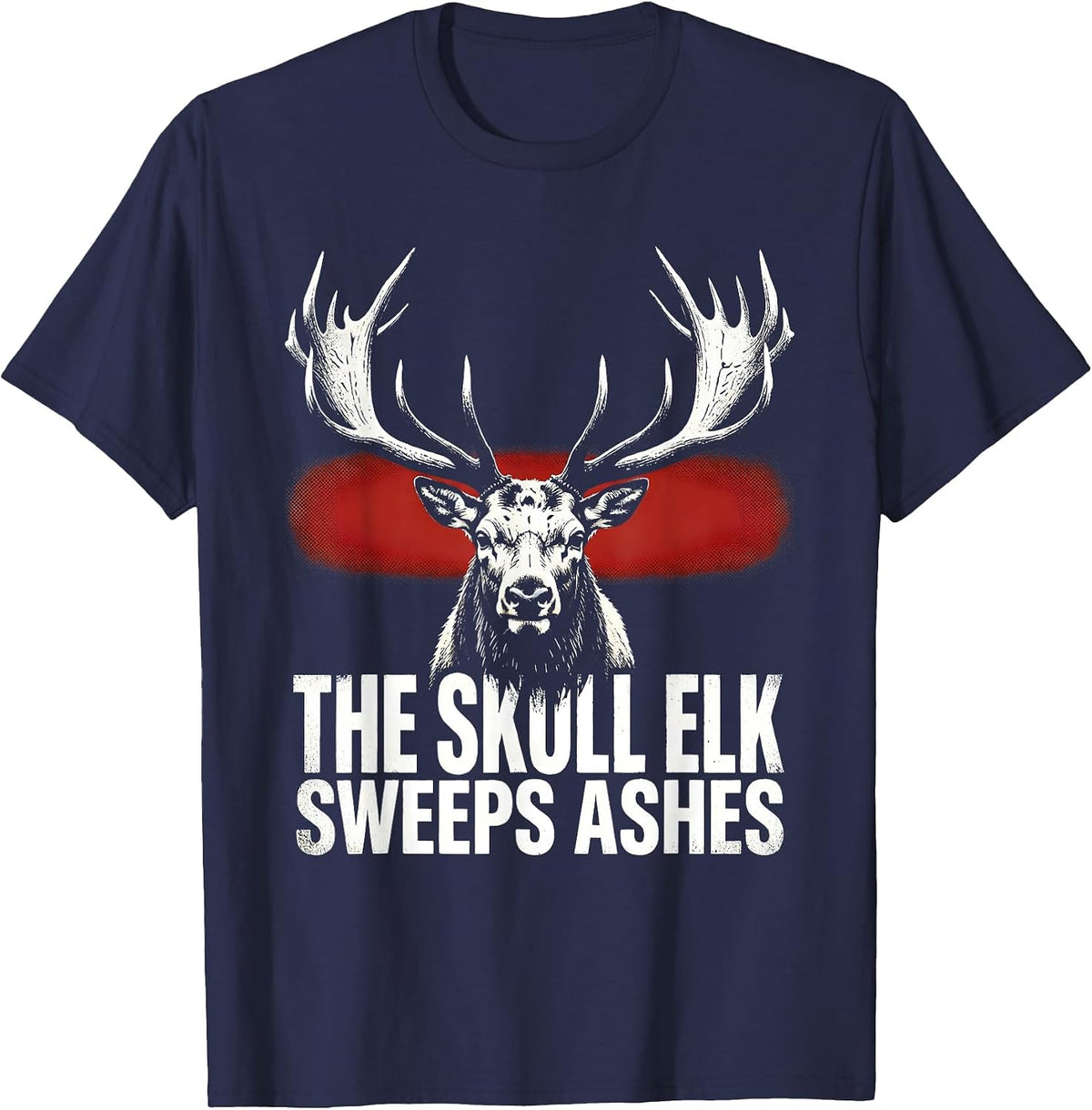 The Skull Elk Sweeps Ashes Gothic Horror Alt Aesthetic T-Shirt - Navy Blue