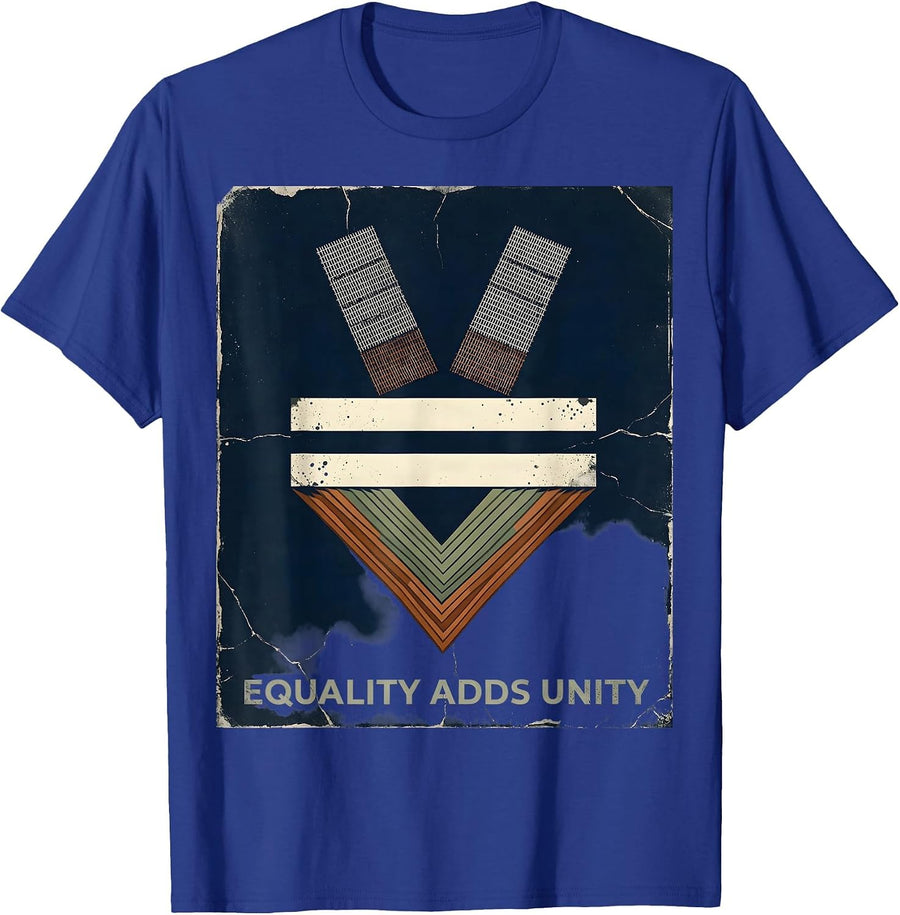 Equality Adds Unity Distressed Math Symbol Antiracism T-Shirt - Royal Blue