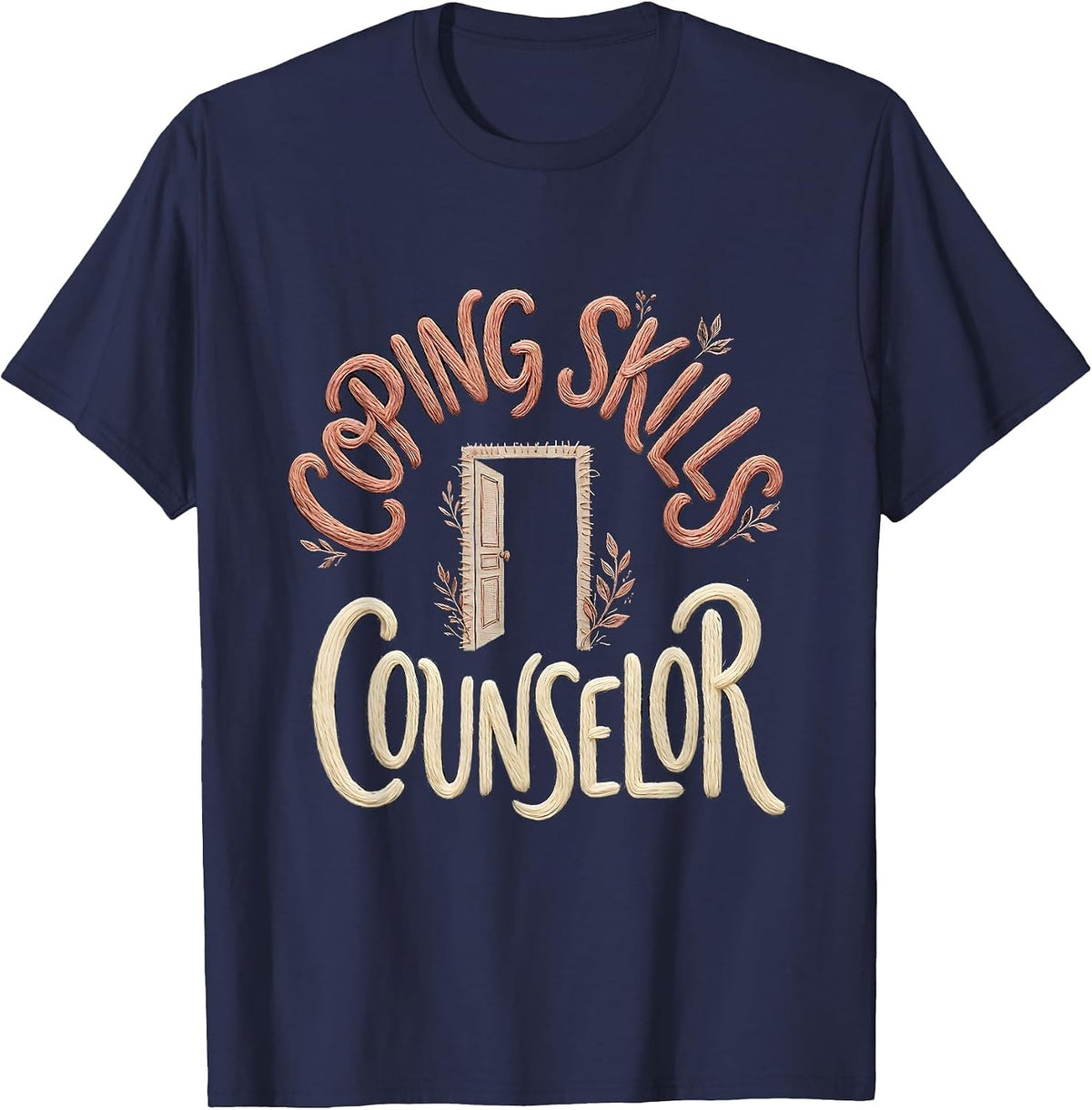 Coping Skills Counselor Boho Distressed Mental Health T-Shirt - Navy Blue