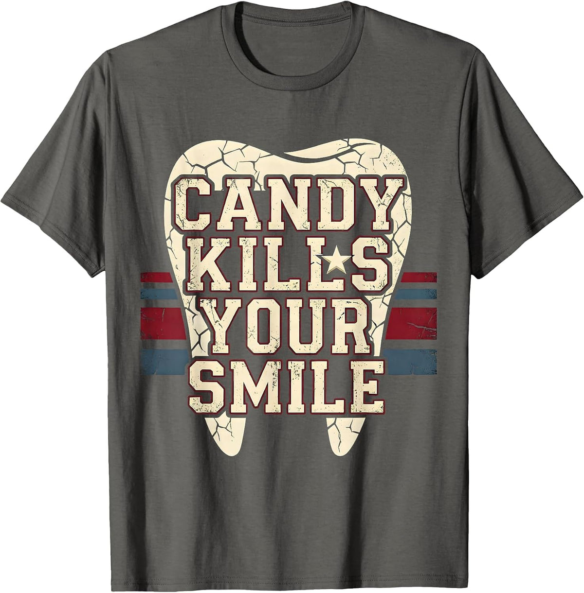 Men's Candy Kills Your Smile Dental Halloween Design T-Shirt - Asphalt Grey