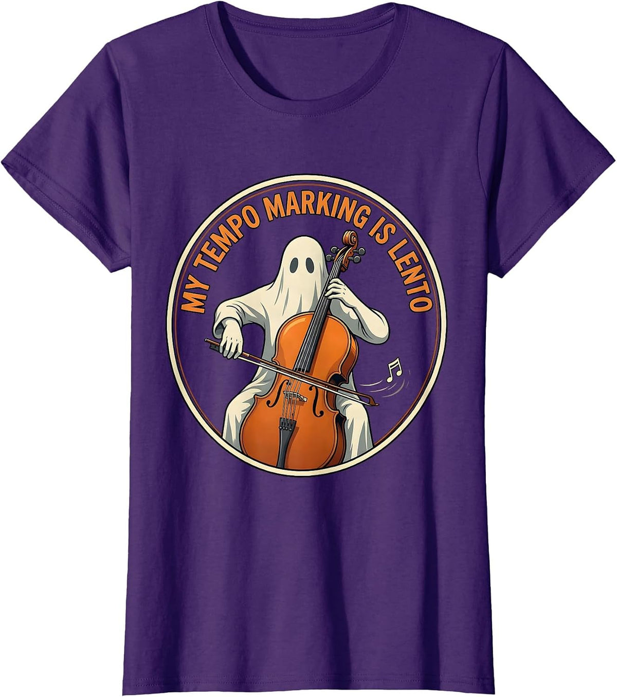 Women's My Tempo Marking Is Lento Funny Music Teacher Ghost T-Shirt - Purple