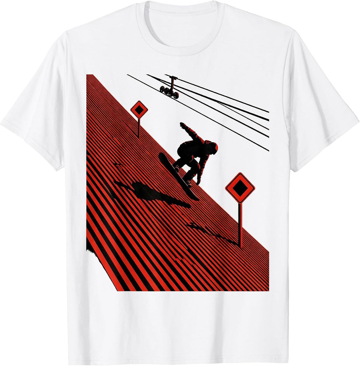 Men's Snowboarder Silhouette Vintage Ski And Snowboard Humor T-Shirt - White