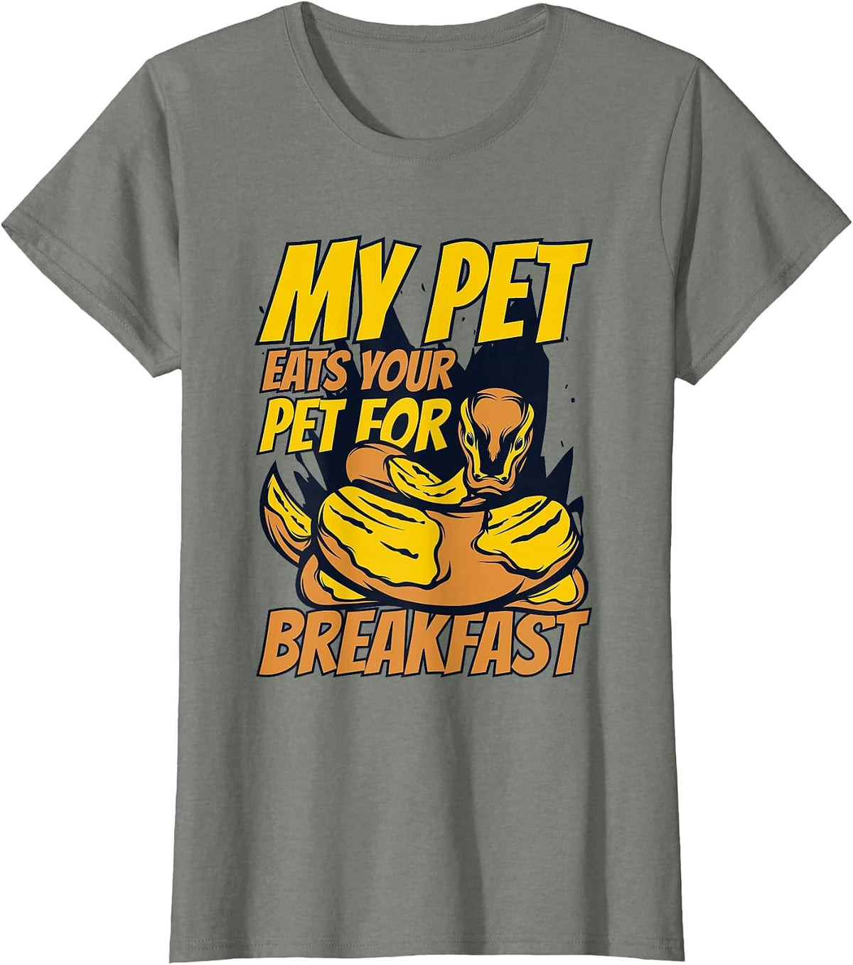 My Pet Eats Your Pet for Breakfast Banana Ball Python T-Shirt - Olive Heather