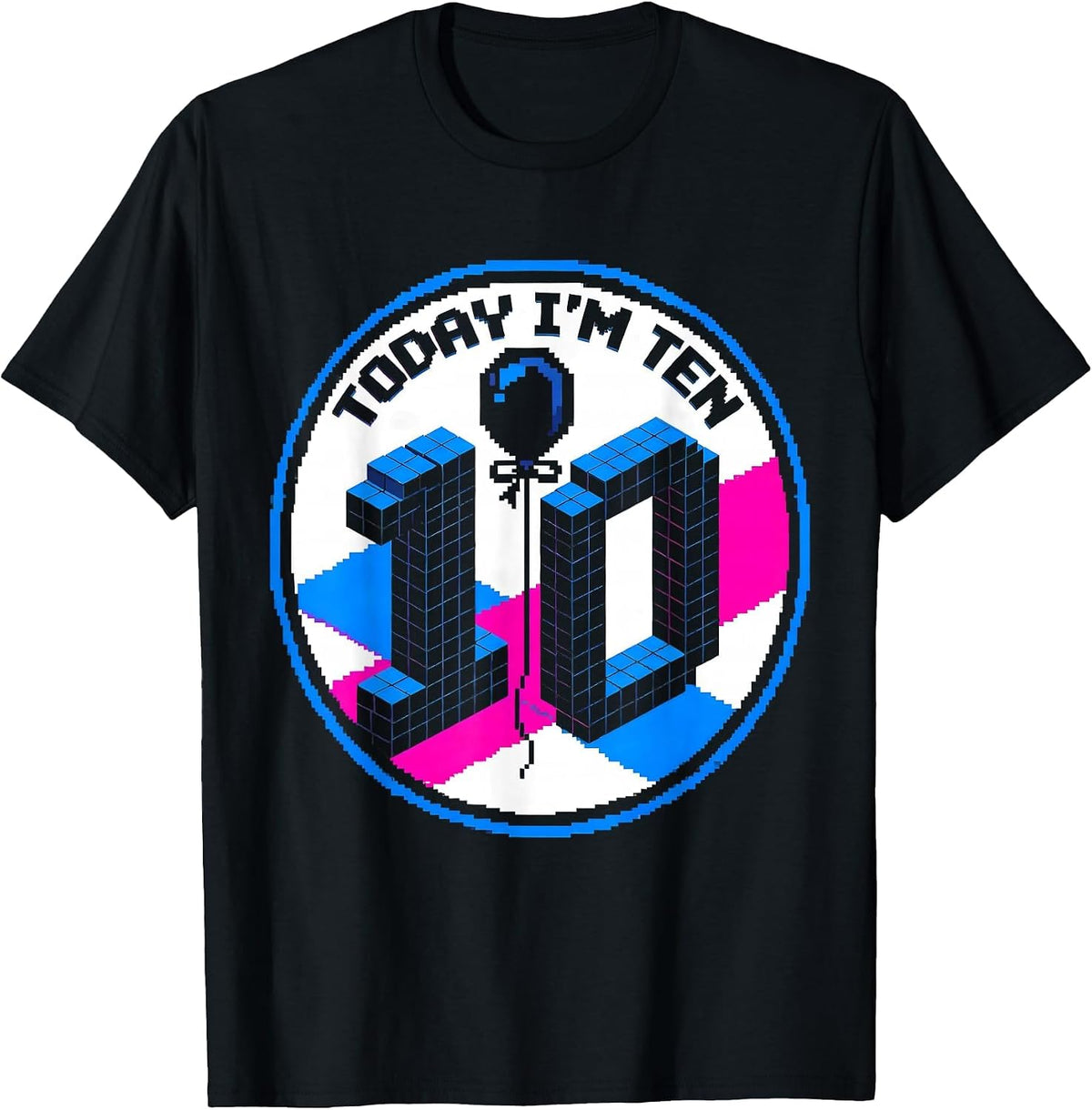 Men's Today I'm Ten Pixel Art Birthday Kid Family Matching Party T-Shirt - Black