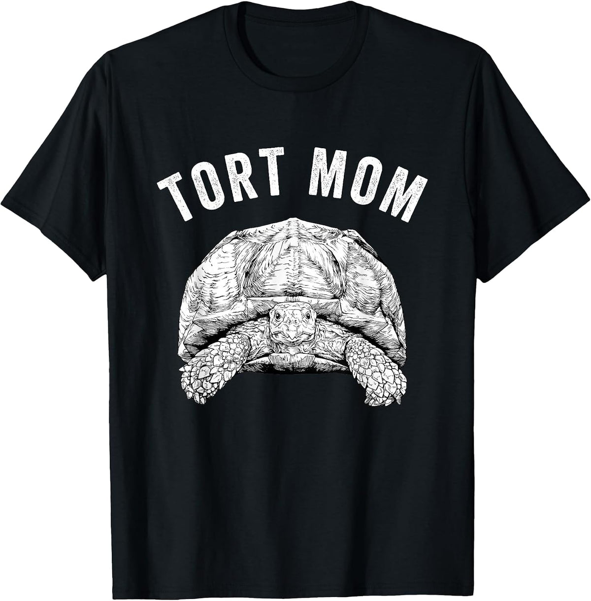 Tort Mom Sulcata Tortoise Mama African Spurred Tortoise T-Shirt - Black