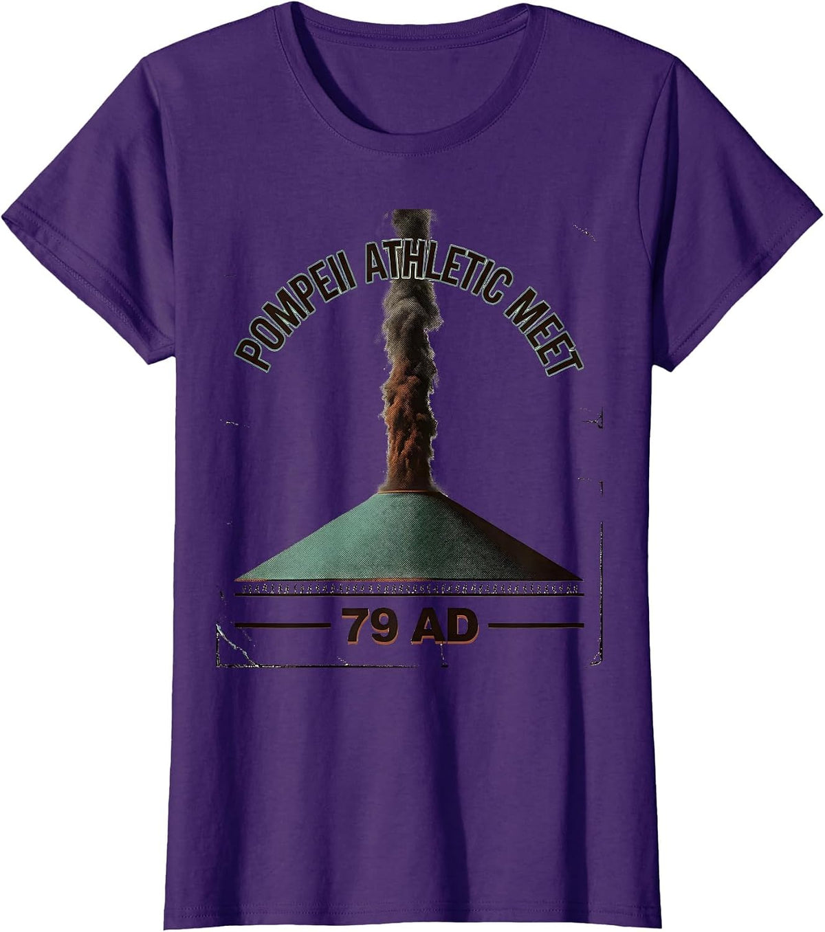 Women's Pompeii Athletic Meet 79 AD Vintage History Volcano Humor T-Shirt - Purple