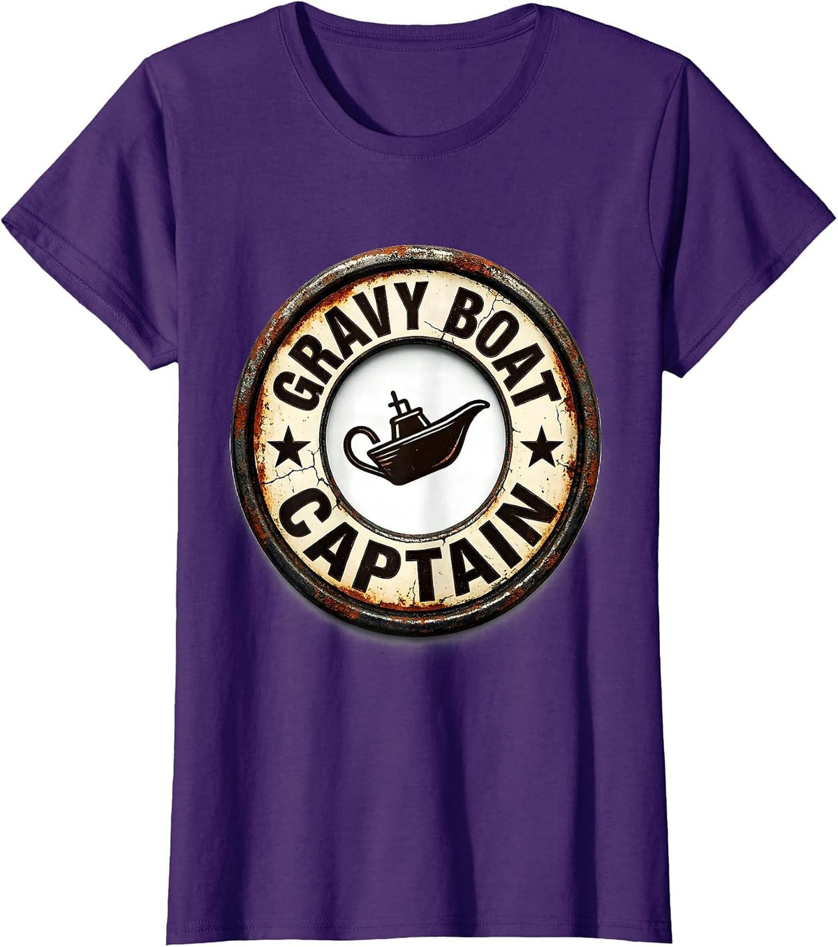 Women's Gravy Boat Captain Funny Thanksgiving Family Matching Crew T-Shirt - Purple