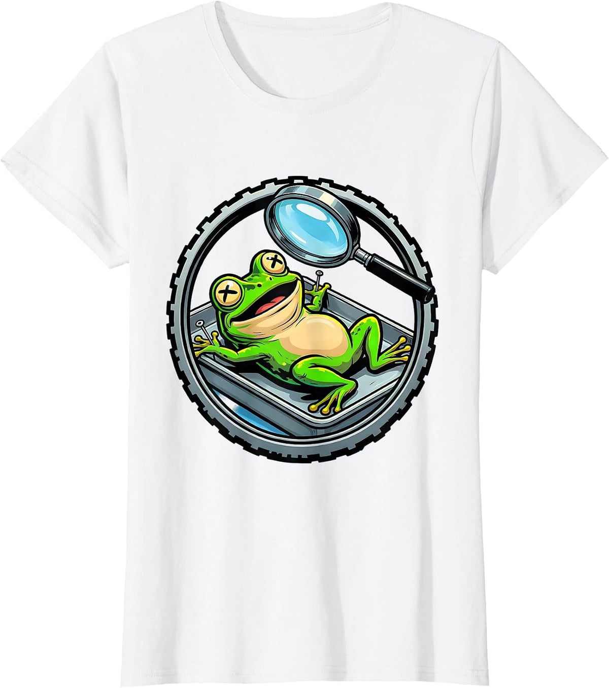Women's Frog Dissection Tray Magnifier Science Art T-Shirt - White