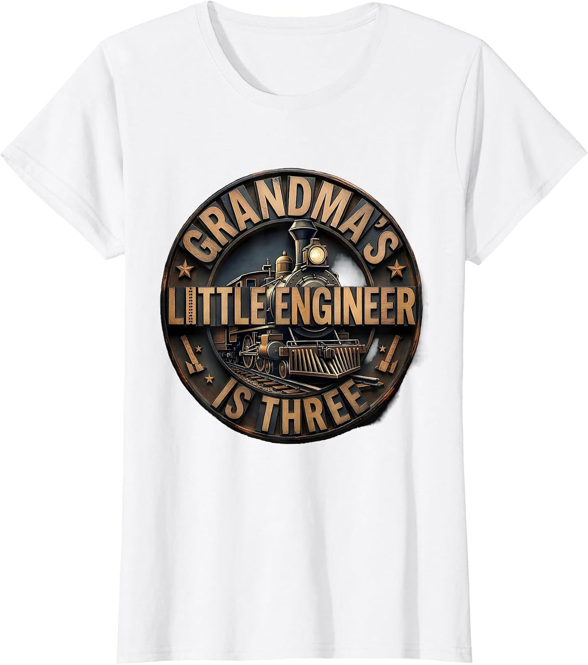 Grandma's Little Engineer Is Three Funny Toddler Train 3rd T-Shirt - White