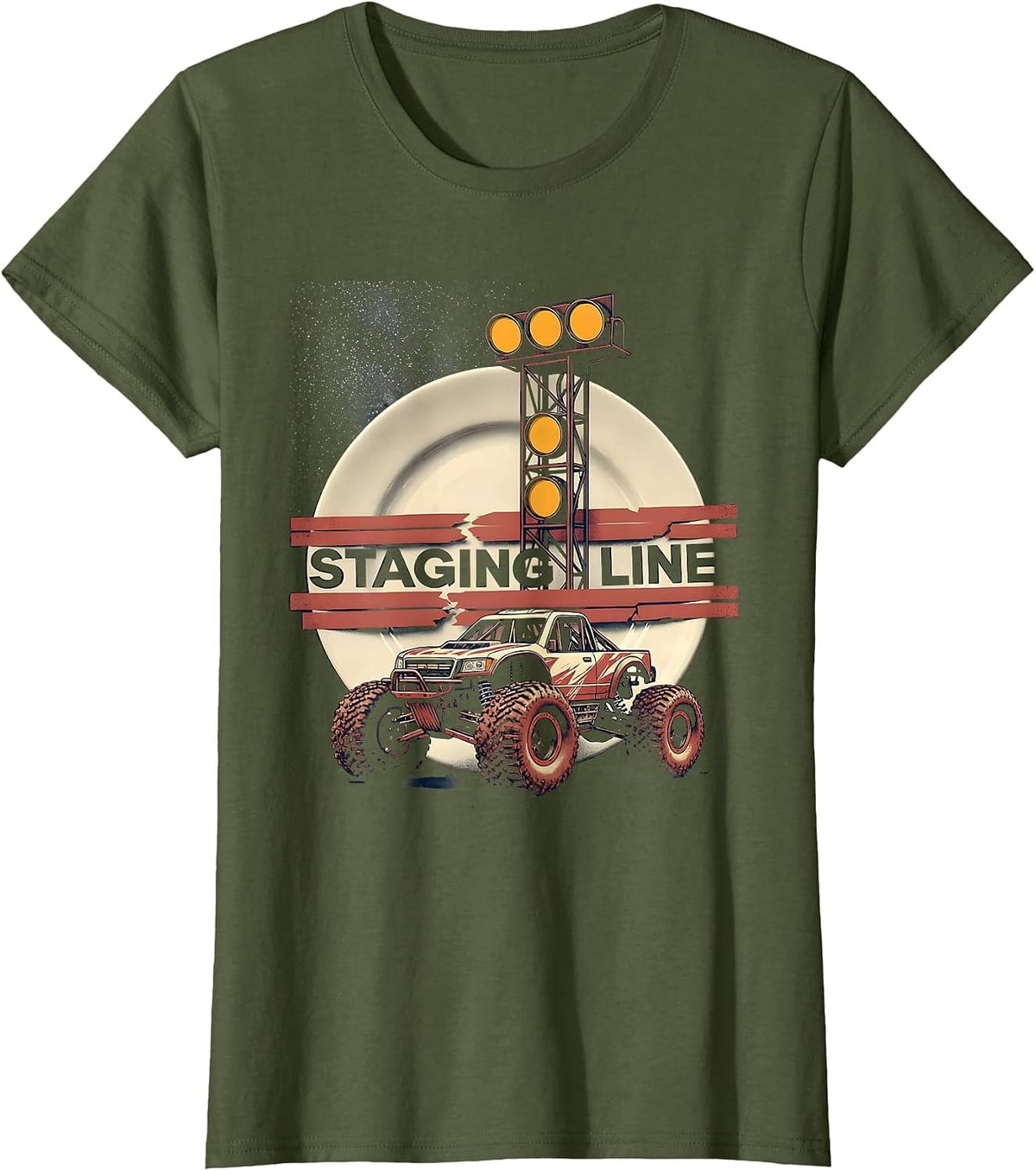 Women's Staging Line Patriotic RC Racing Drag Strip Hobbyist Gift T-Shirt - Olive Green