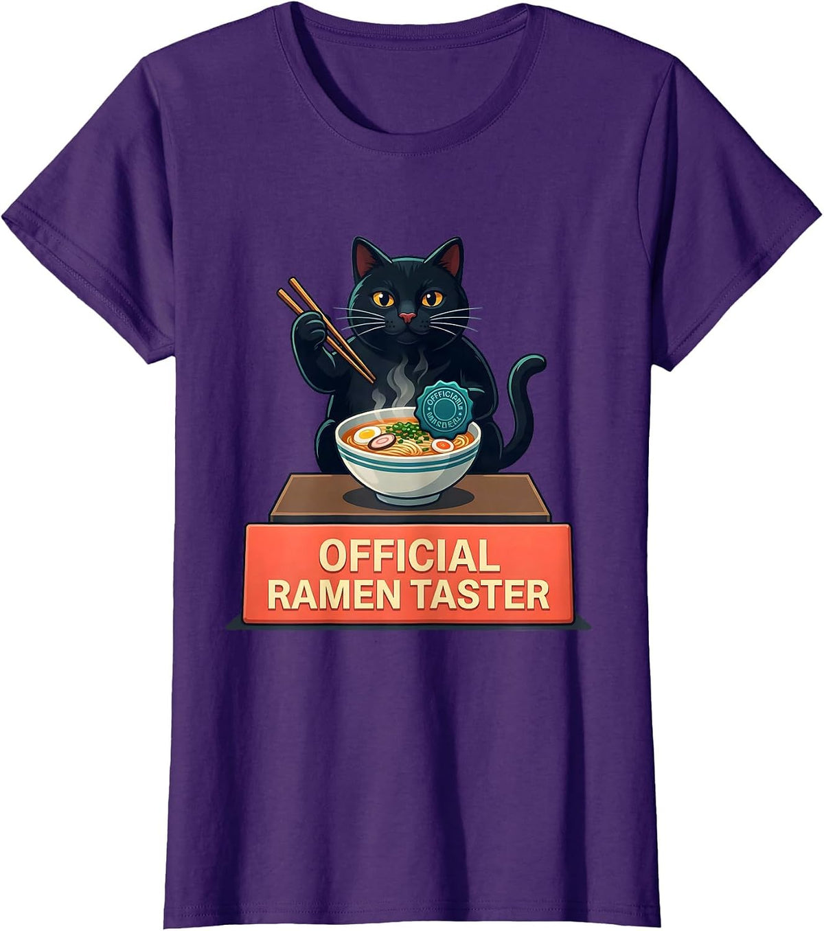Women's Official Ramen Taster Funny Kawaii Cat Anime Japanese Gift T-Shirt - Purple