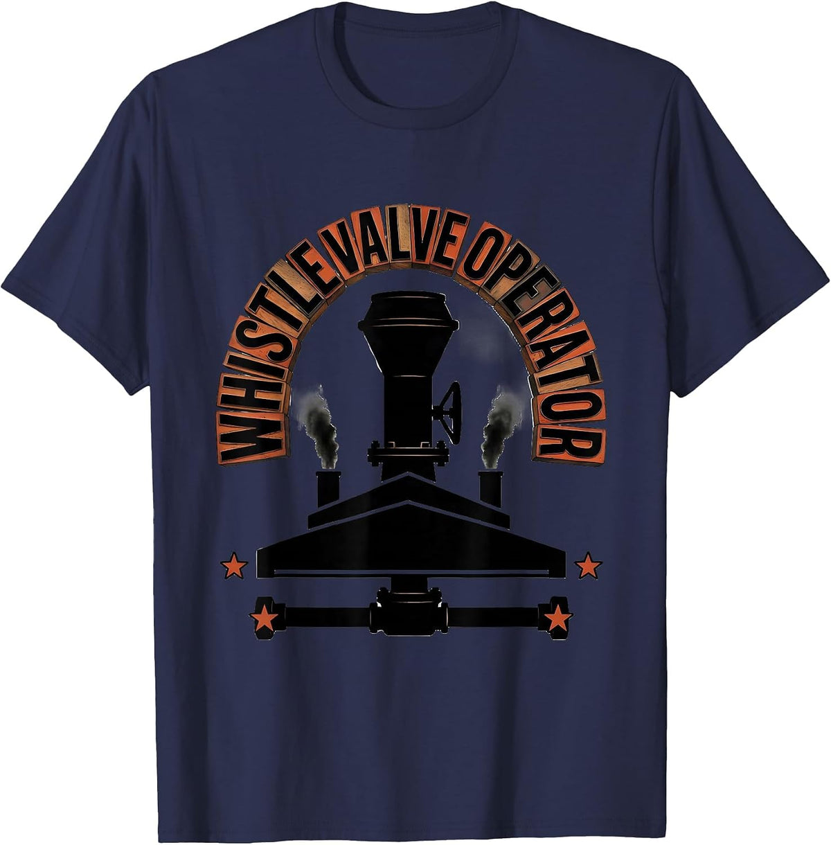 Whistle Valve Operator Vintage Steam Train Enthusiast T-Shirt - Navy Blue