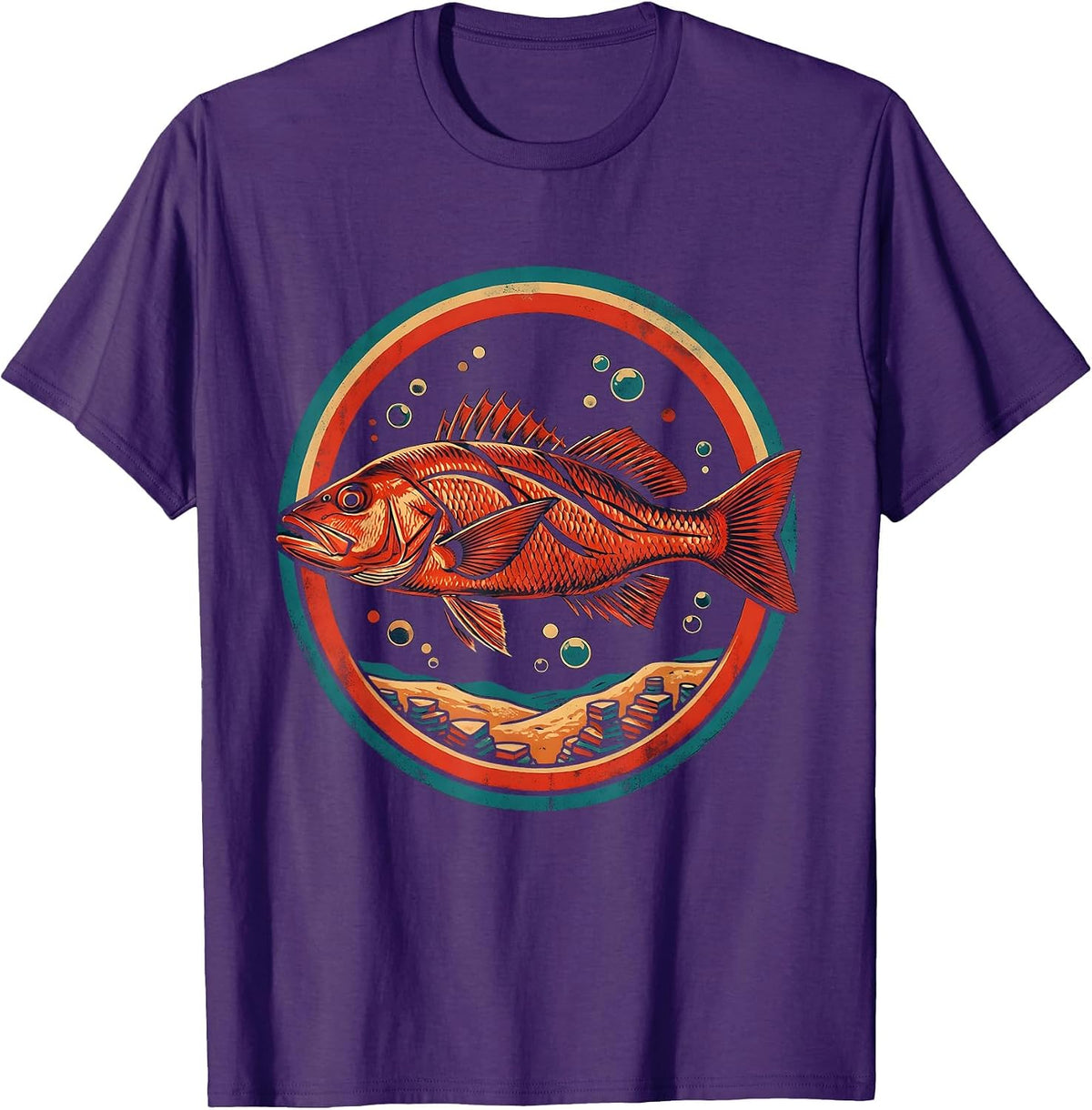 Gulf of Mexico Red Snapper Underwater Illustration T-Shirt - Purple