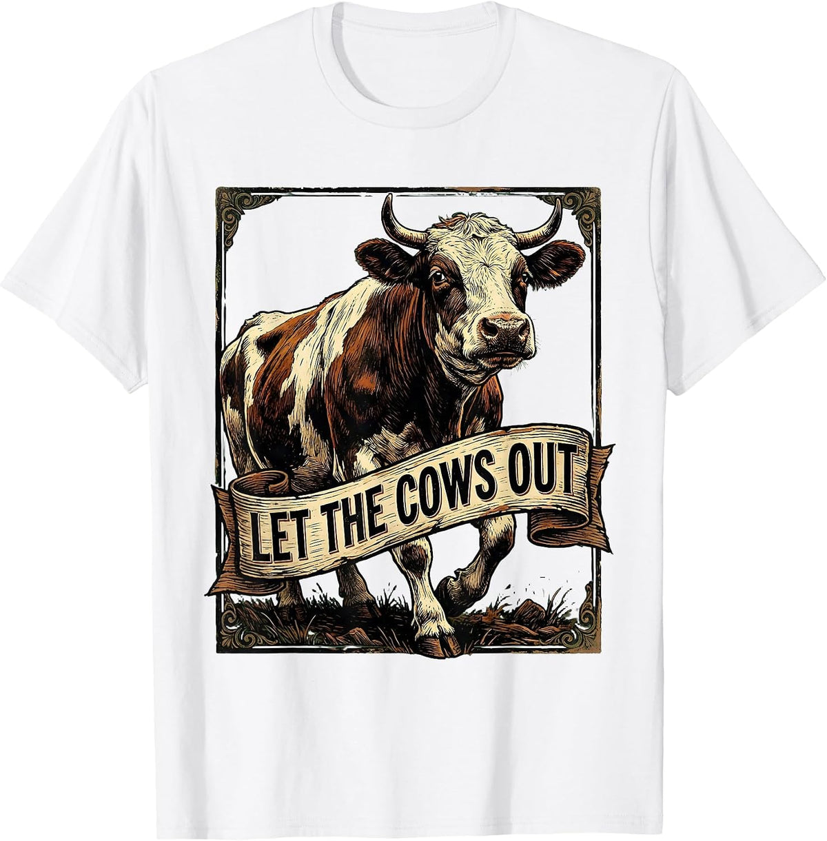 Men's Let the Cows Out Funny Farm Life Design T-Shirt - White