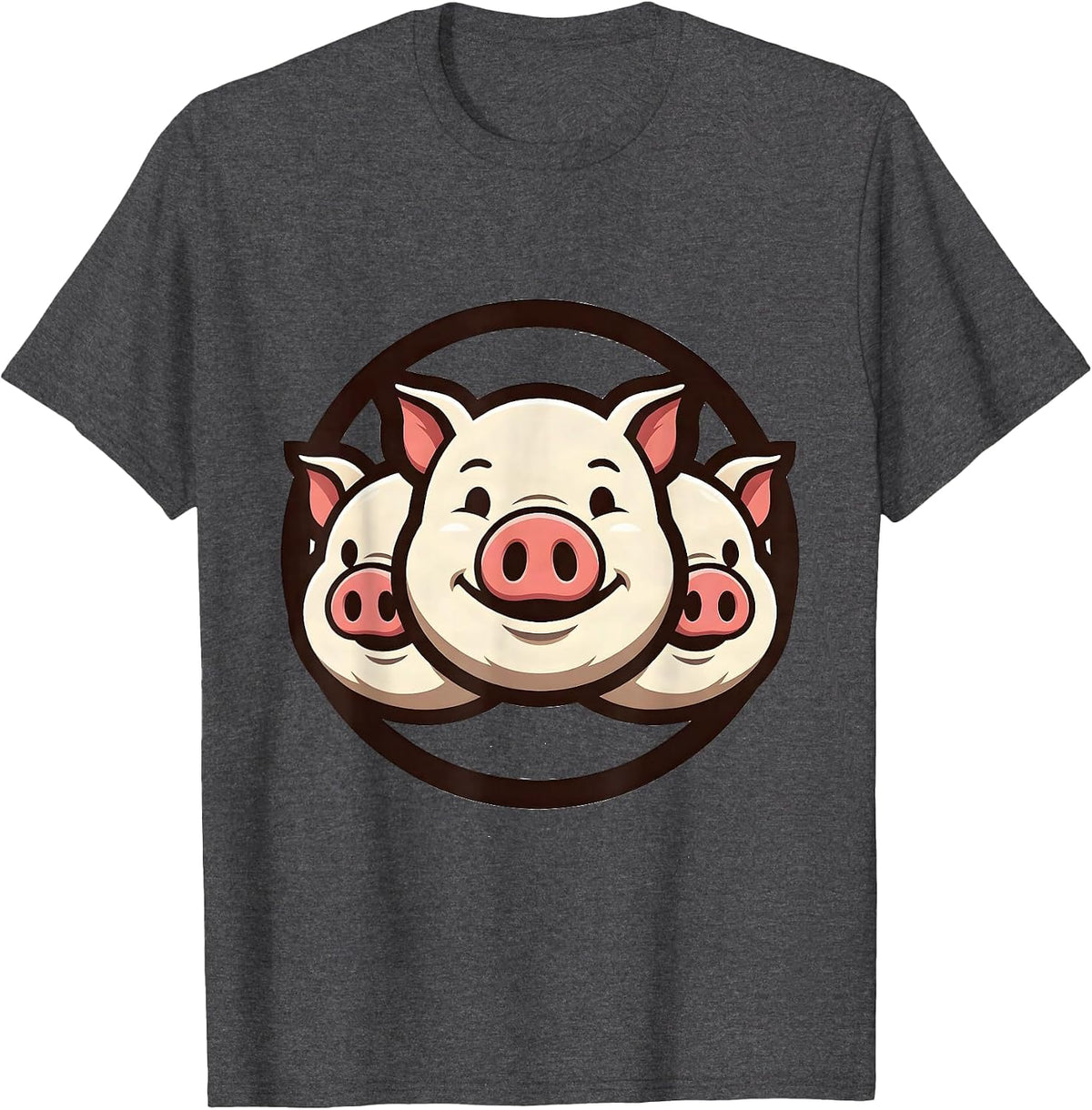 Men's Pig Mascot Logo Funny Pig Lover Novelty Humor T-Shirt - Dark Heather Grey