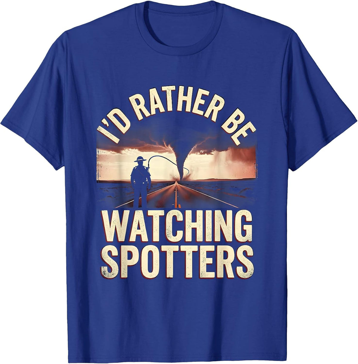 Men's I'd Rather Be Watching Spotters Vintage Storm Chaser T-Shirt - Royal Blue