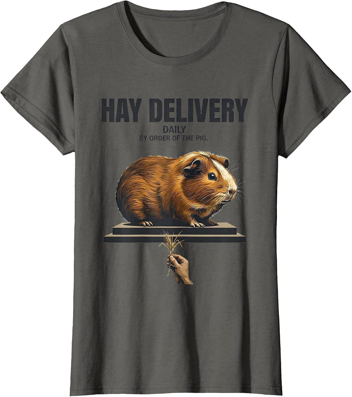Women's Hay Delivery, Daily, By Order Of The Pig Funny T-Shirt - Asphalt Grey