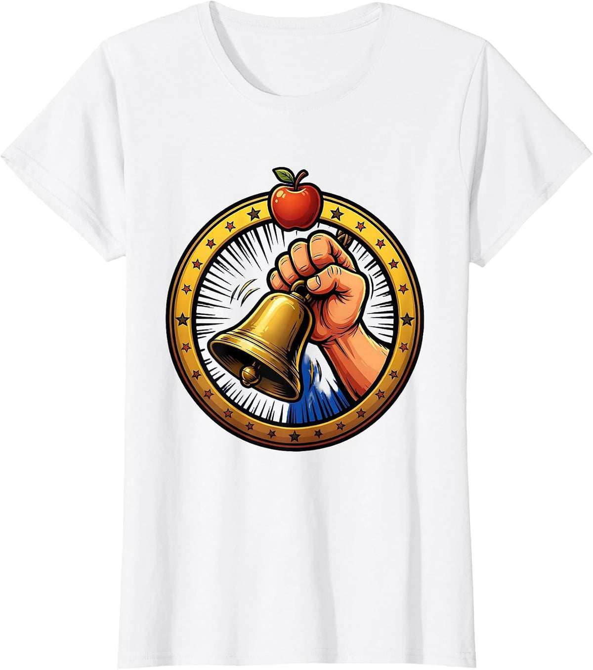 1st Grade Teacher Vintage School Bell Illustration T-Shirt - White