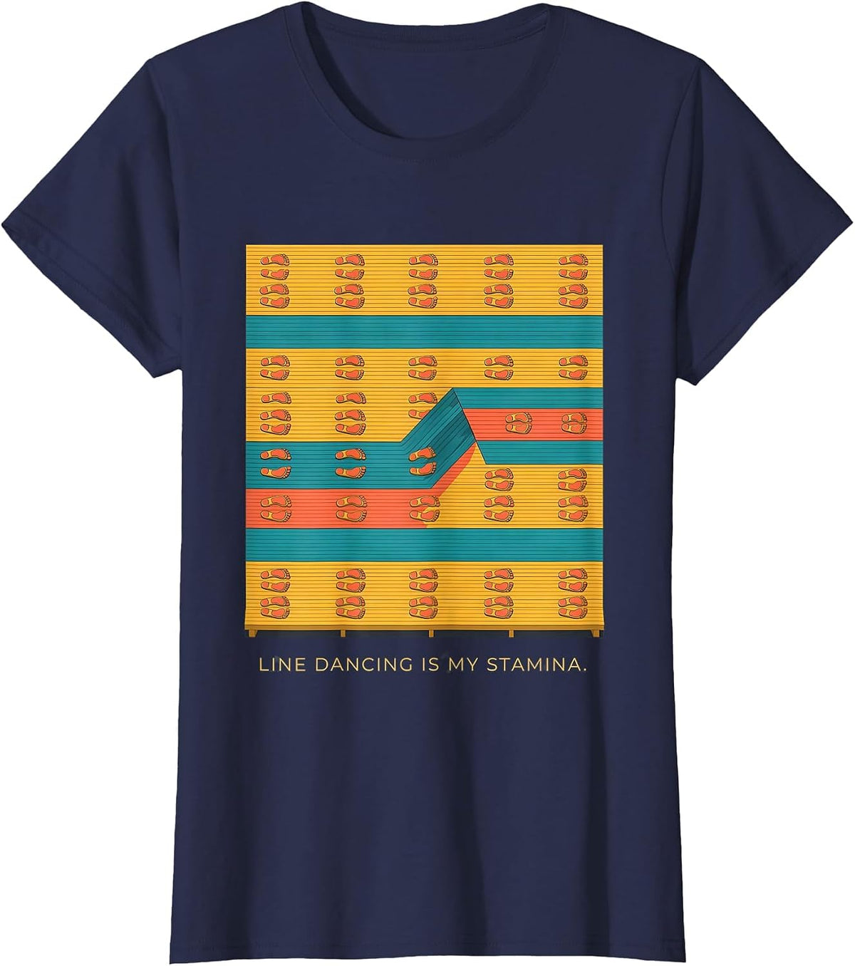 Women's Line Dancing Is My Stamina Funny Line Dance Lover Humor T-Shirt - Navy Blue