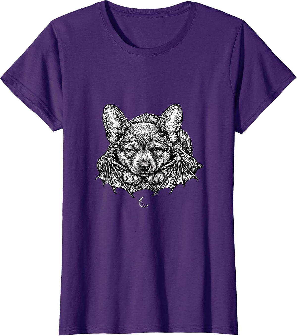 Women's Cute Bat Resting Bat Lover Halloween Nature Humor T-Shirt - Purple