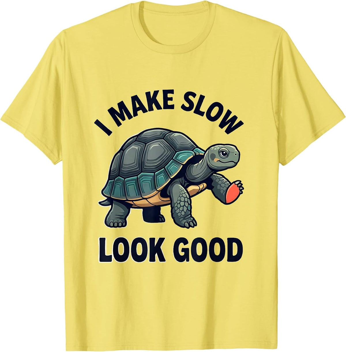 Men's I Make Slow Look Good Funny Tortoise Lover Pet Owner Humor T-Shirt - Lemon Yellow