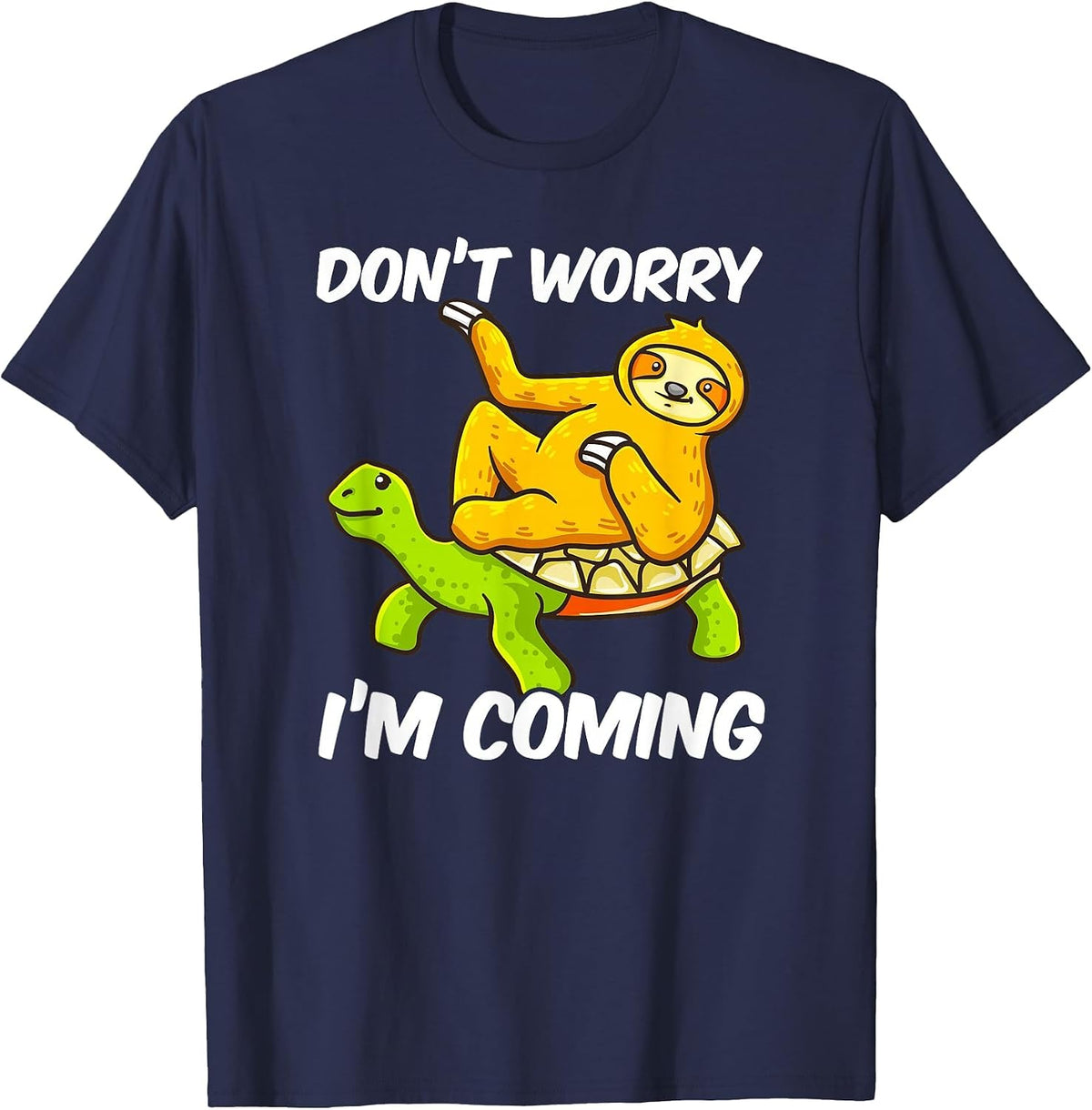 Sloth Riding Tortoise for Women Men Sloth Lovers T-Shirt - Navy Blue