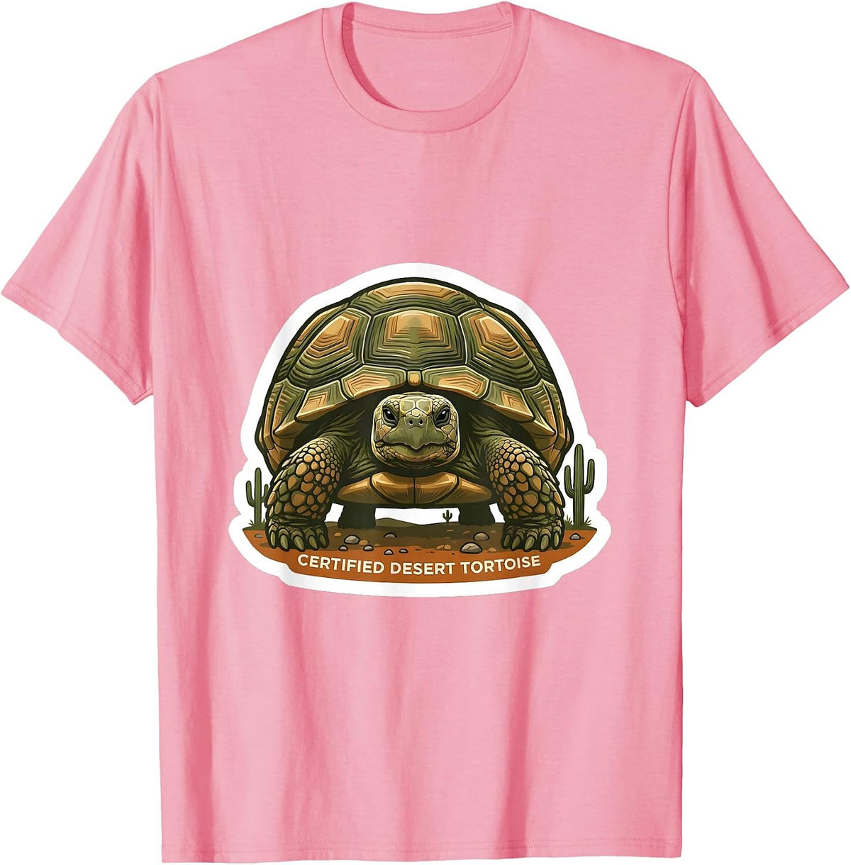 Men's Certified Desert Tortoise Vintage Arizona Souvenir Sticker T-Shirt - Pink