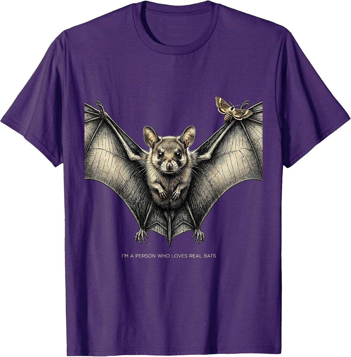 Men's I'm A Person Who Loves Real Bats Funny Bat Lover Halloween T-Shirt - Purple