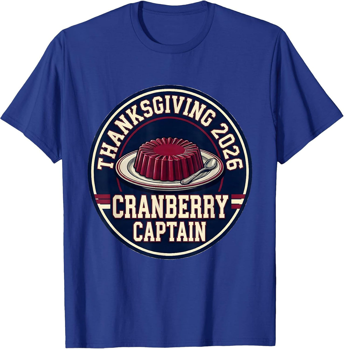 Thanksgiving 2026 Cranberry Captain Sports Family Crew T-Shirt - Royal Blue