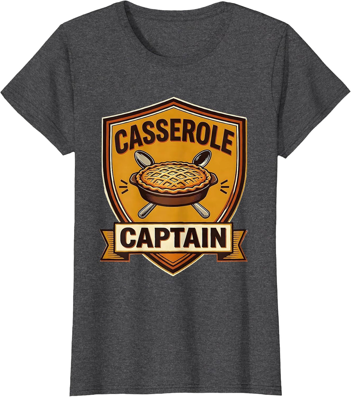 Women's Casserole Captain Funny Thanksgiving Family Humor Matching T-Shirt - Dark Heather Grey