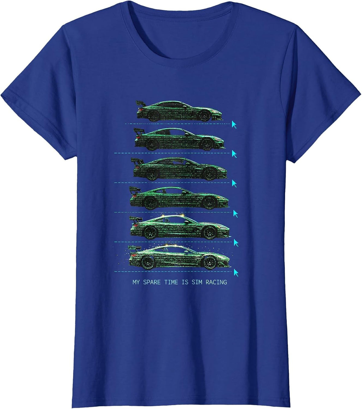 Women's My Spare Time Is Sim Racing Funny Car Enthusiast Hobbyist T-Shirt - Royal Blue