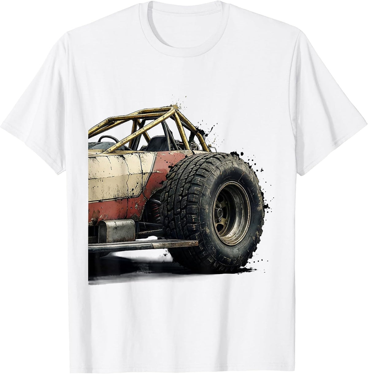 Men's Dirt Track Sprint Car Racing Fan Distressed T-Shirt - White