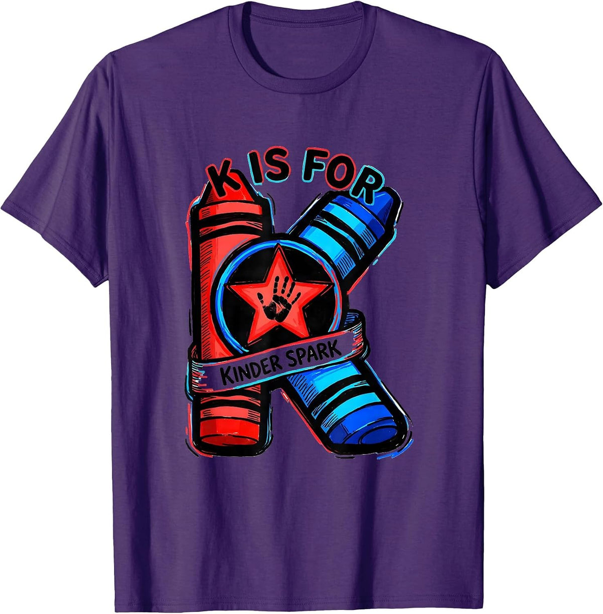 K Is For Kinder Spark Playful Kindergarten Teacher Back To T-Shirt - Purple