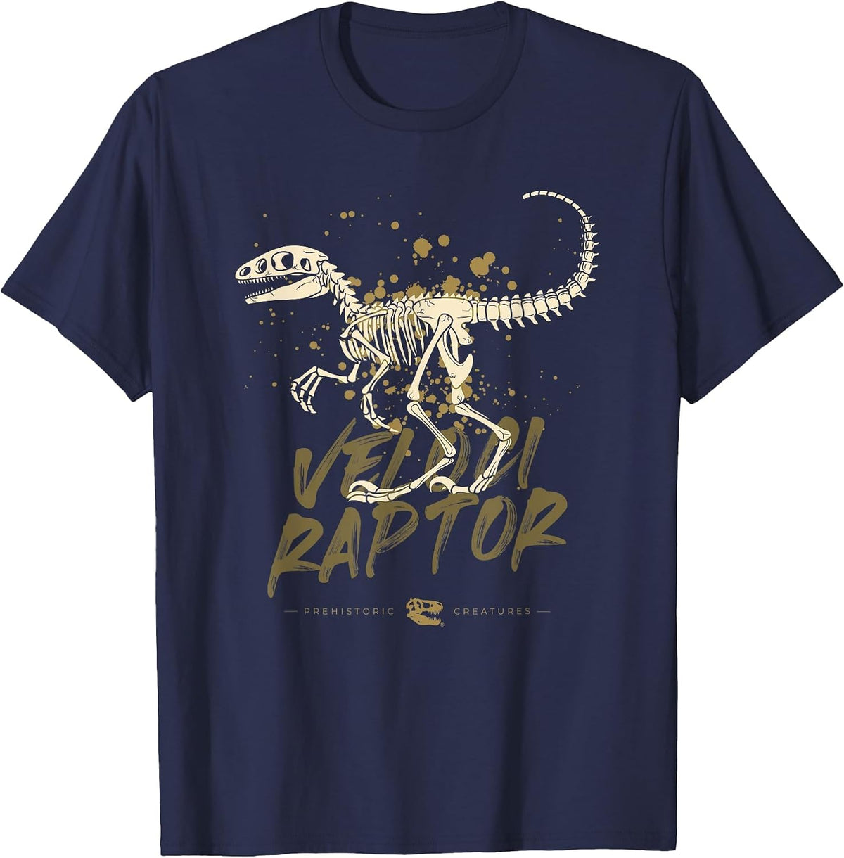 Velociraptor Skeleton Paleontologist Fossil Dino Lovers T-Shirt - Navy Blue
