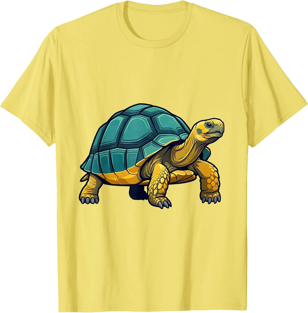 Men's Tortoise Frozen Step Flat Vector Reptile Lover Gift T-Shirt - Lemon Yellow