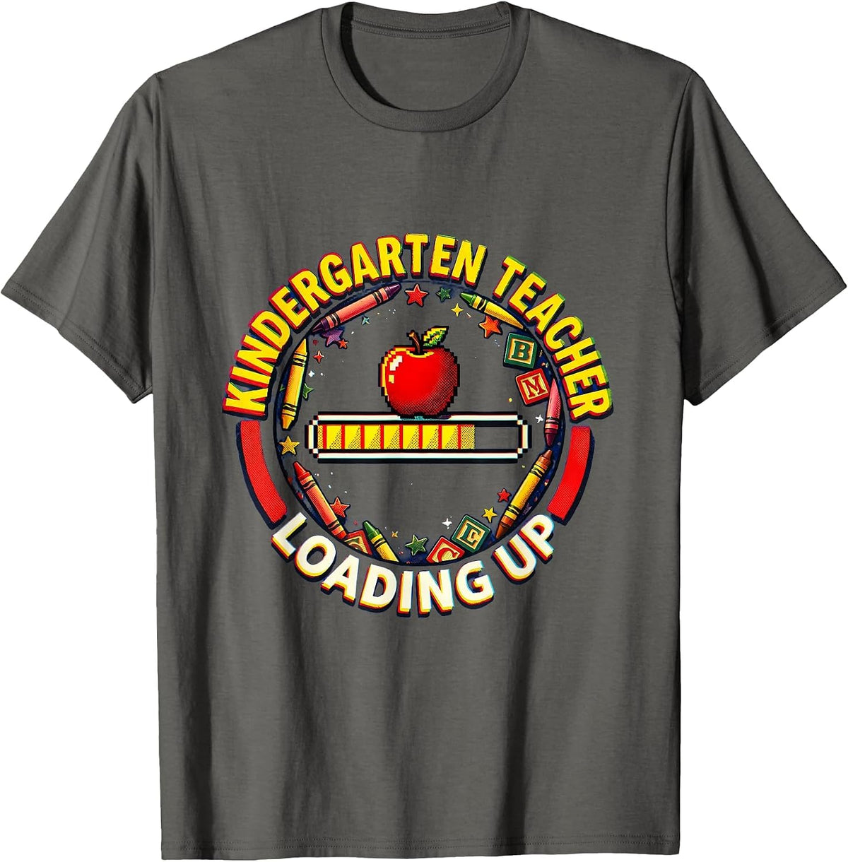 Men's Kindergarten Teacher Loading Up Educator Design T-Shirt - Asphalt Grey