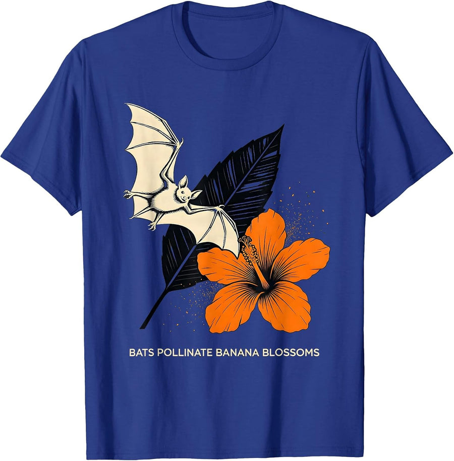 Bats Pollinate Banana Blossoms Stencil Bat Lover Halloween T-Shirt - Royal Blue