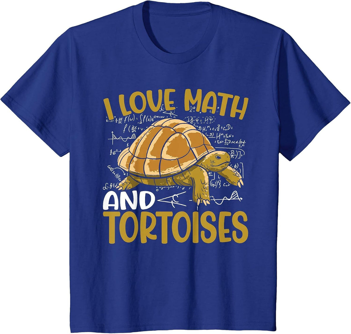 Funny I Love Math and Tortoises Turtle Kids School T-Shirt - Royal Blue