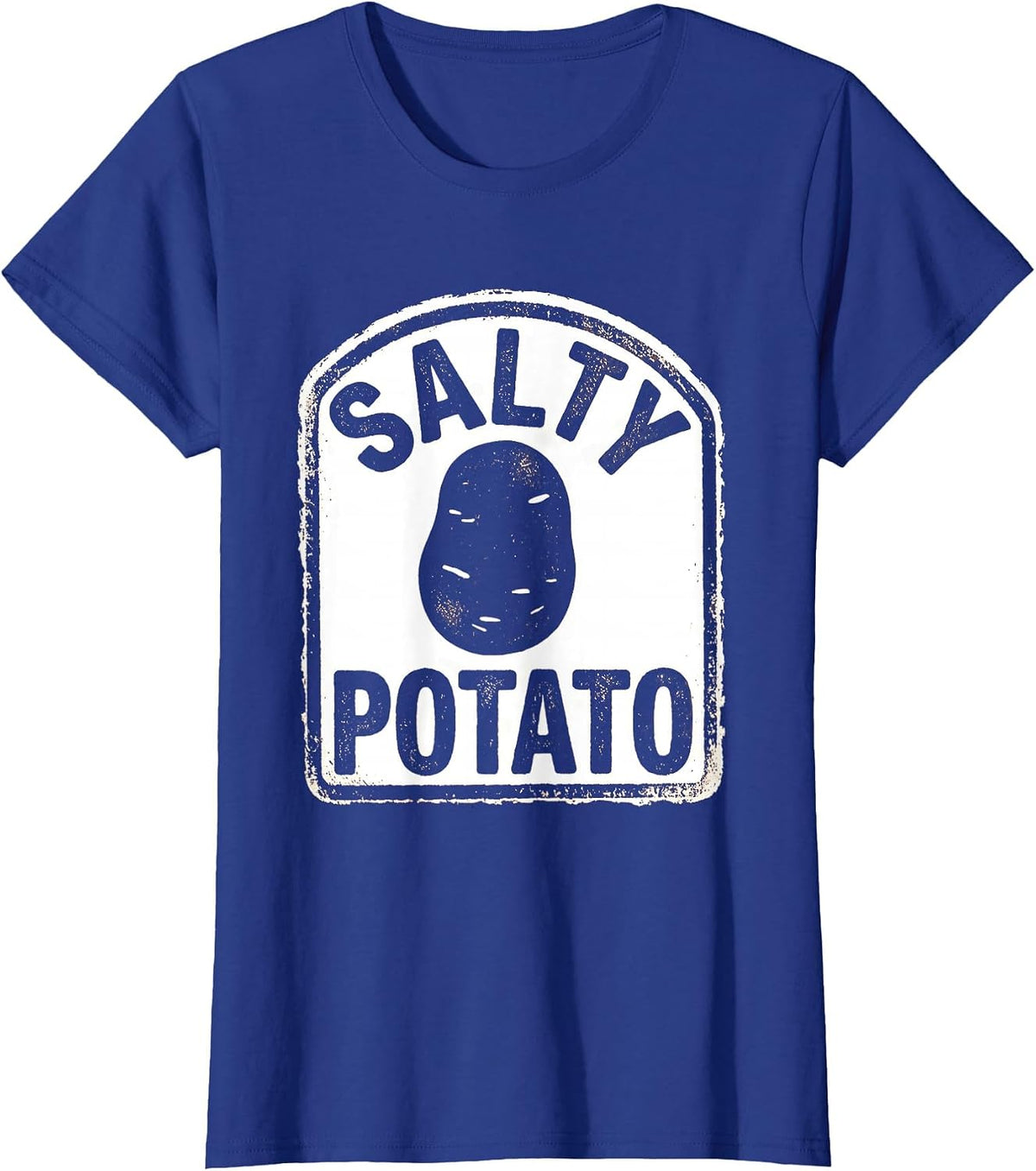 Women's Salty Potato Rubber Stamp Funny Potato Couple Thanksgiving T-Shirt - Royal Blue