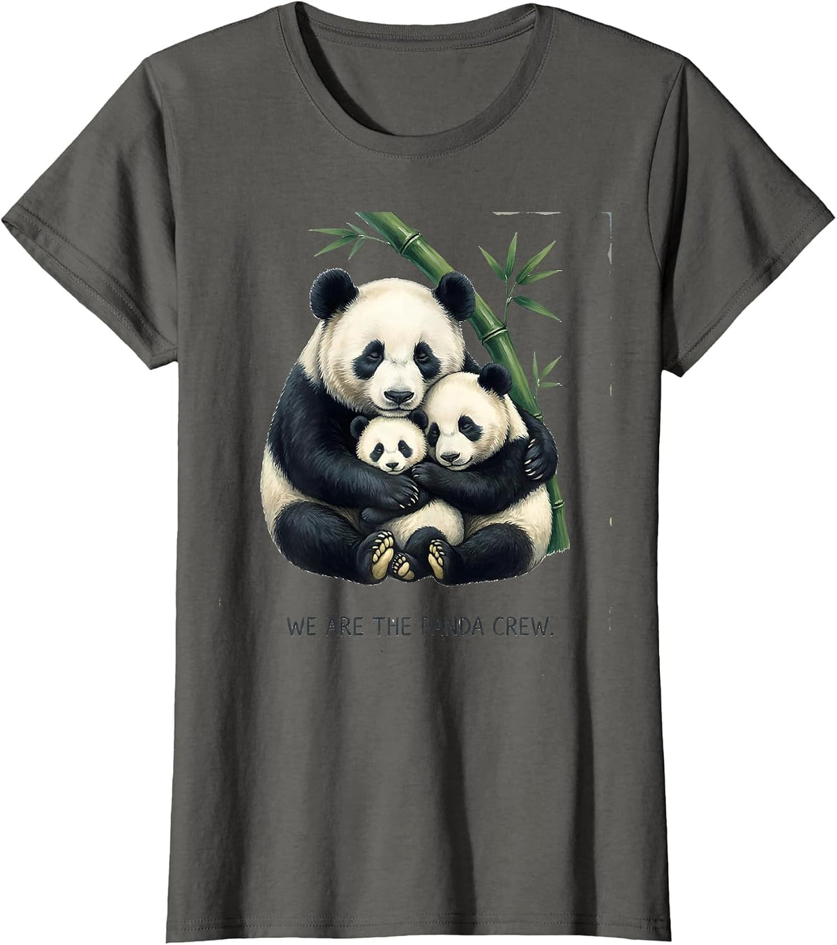 Women's We Are The Panda Crew Storybook Cute Panda Fan Humor T-Shirt - Asphalt Grey