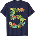 5th Birthday Sea Turtle Tortoise Theme Party 5 Year Old T-Shirt - Navy Blue
