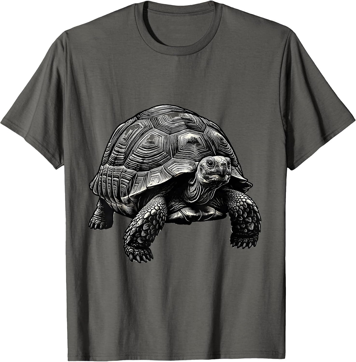Tortoise Humor Pet Lover Scratchboard Graphic T-Shirt - Asphalt Grey