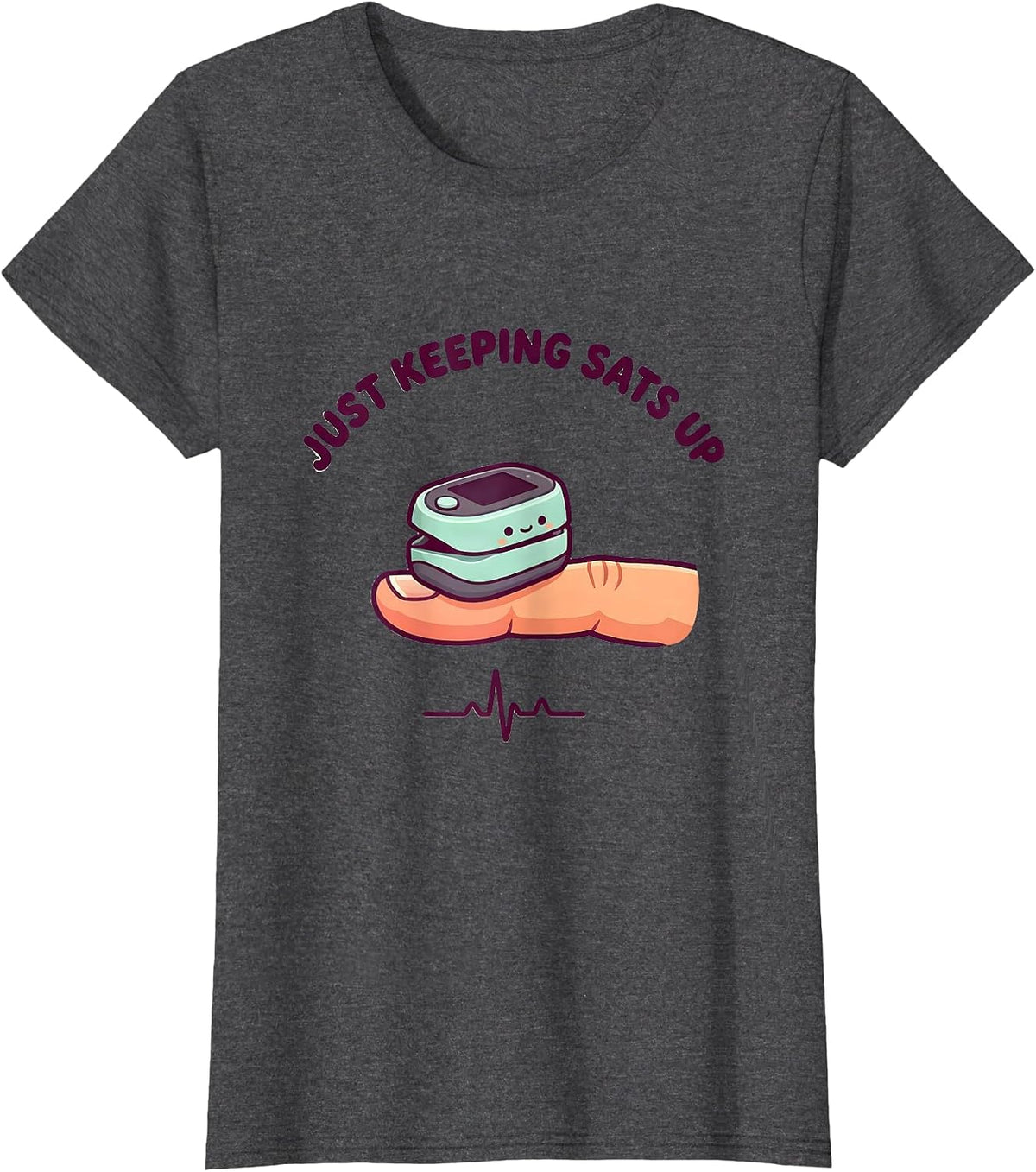 Women's Just Keeping Sats Up Cute Kawaii Respiratory Therapist RT T-Shirt - Dark Heather Grey
