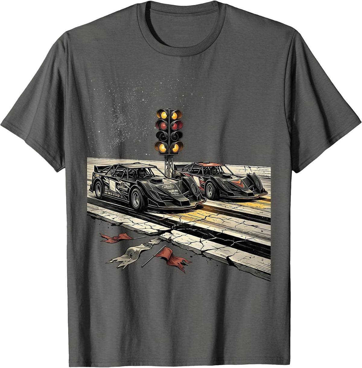 Men's Sprint Cars Patriotic RC Racer American Flag Hobbyist T-Shirt - Asphalt Grey