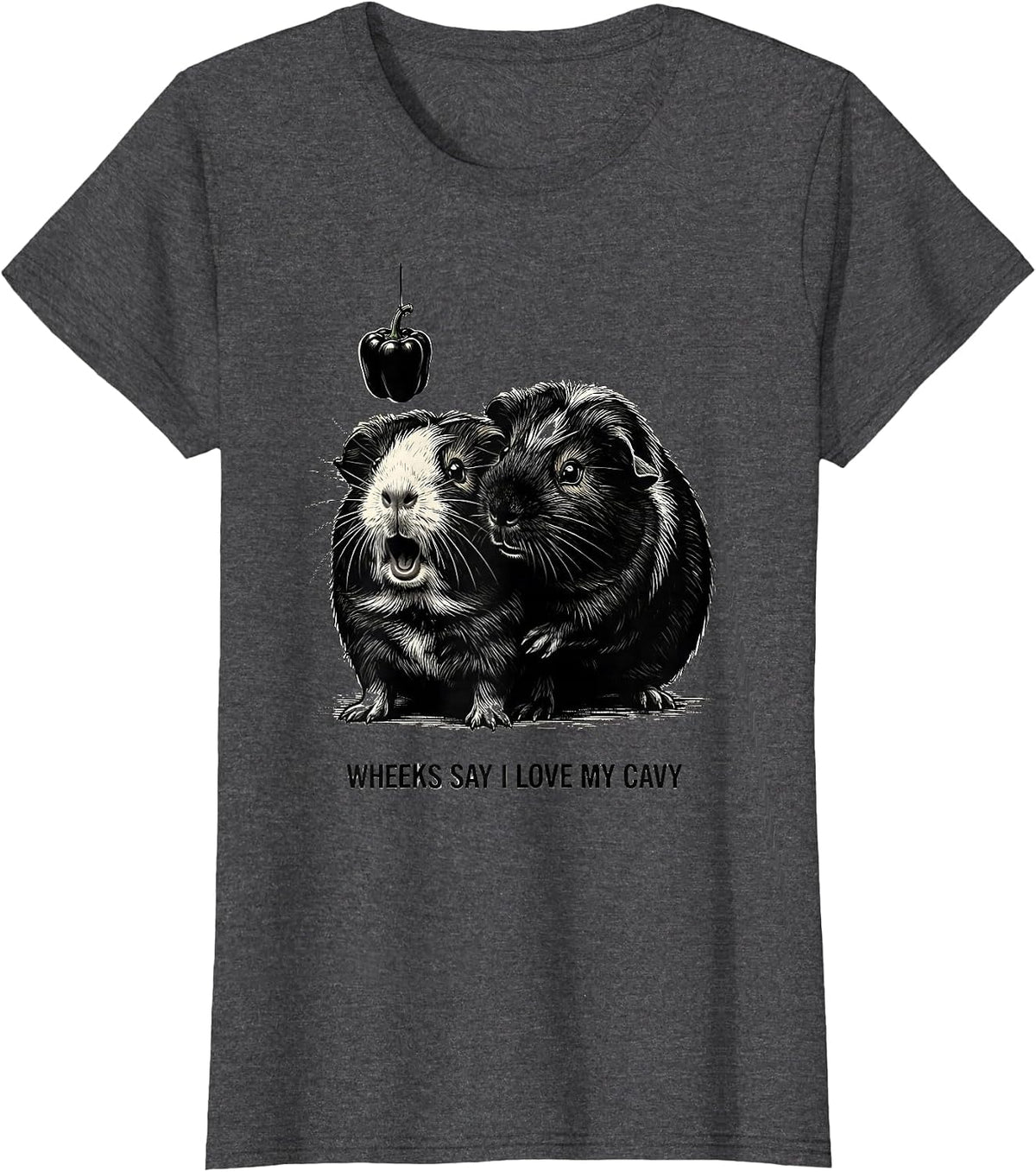 Women's Wheeks Say I Love My Cavy Funny Guinea Pig Lover Humor T-Shirt - Dark Heather Grey
