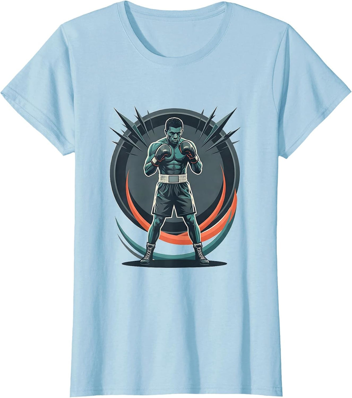 Women's Sealed Boxer Badge Vintage Gym Boxing Fan T-Shirt - Baby Blue