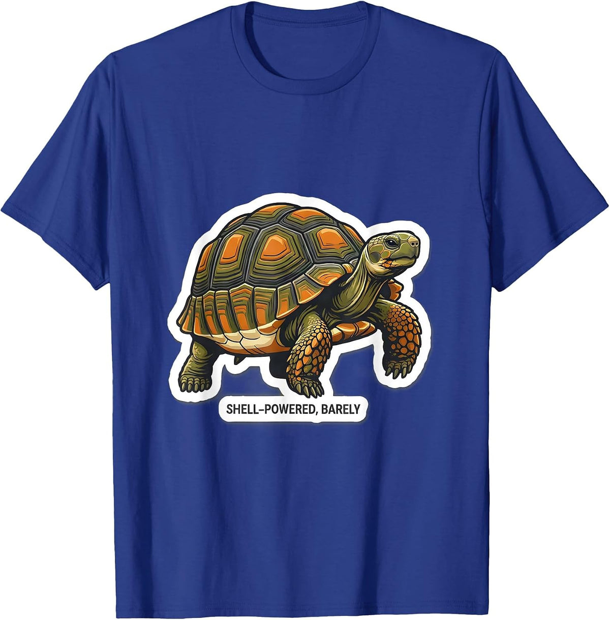 Men's Shell-Powered, Barely Funny Tortoise Lover Reptile Gift T-Shirt - Royal Blue
